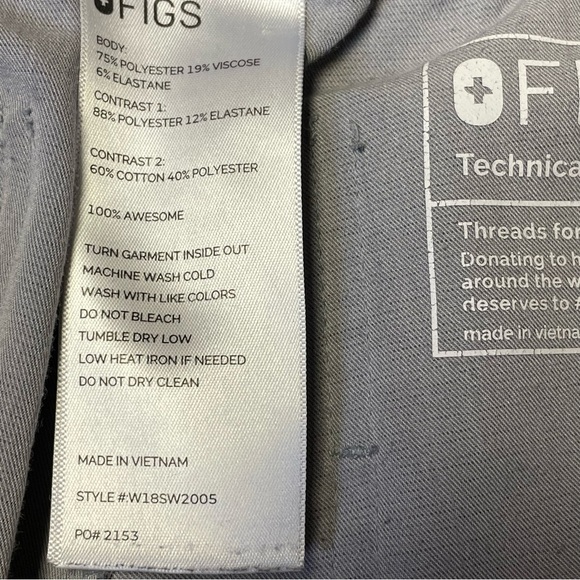 FIGS Technical Collection Zamora Jogger Scrub Pants XS Gray Drawstring Pockets - Picture 5 of 9